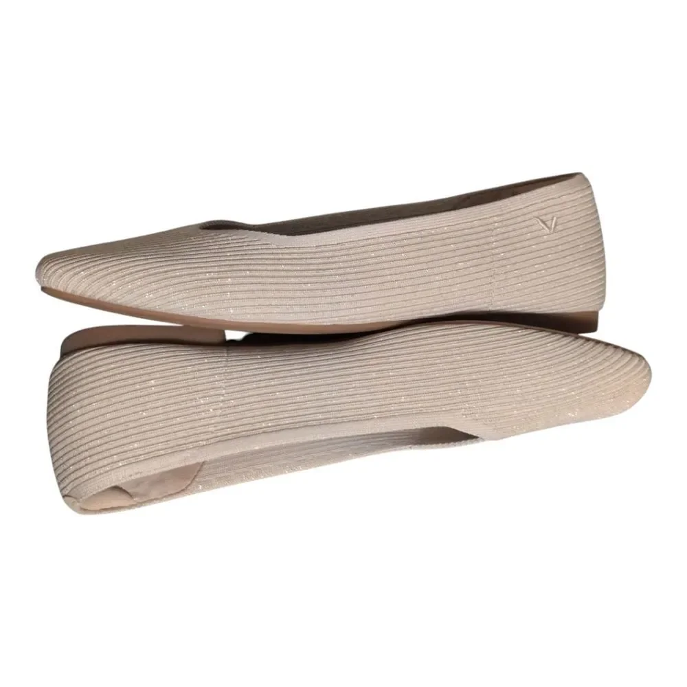 Vivaia Margot Square-Toe V-Cut knit flat oatmilk color gold specs size size 42 /